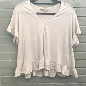 LOFT white ruffle tee